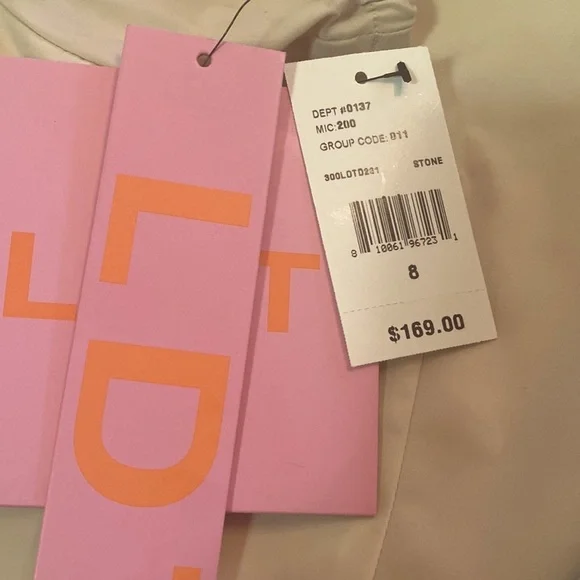 L T D Lace Up Front Slight Puff Short Sleeves Mini Dress. Cream (Stone)  Sz 8 - Picture 9 of 11